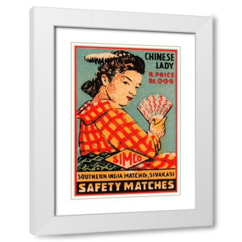 Chinese Lady Safety Matches White Modern Wood Framed Art Print with Double Matting by Unknown