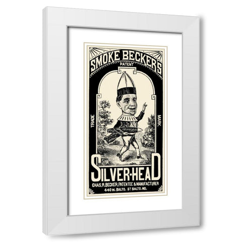 Smoke Beckers Silver-Head White Modern Wood Framed Art Print with Double Matting by Vintage Booze Labels