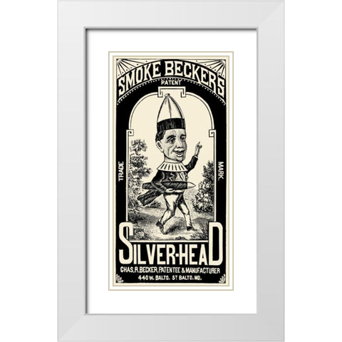 Smoke Beckers Silver-Head White Modern Wood Framed Art Print with Double Matting by Vintage Booze Labels