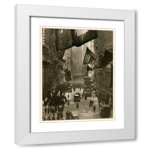 Wall Street Celebration as Germany Surrenders White Modern Wood Framed Art Print with Double Matting by Unknown