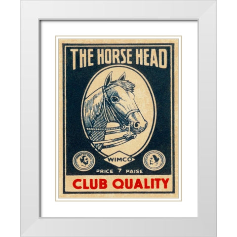 Horse Head Club Quality Matches White Modern Wood Framed Art Print with Double Matting by Phillumenart