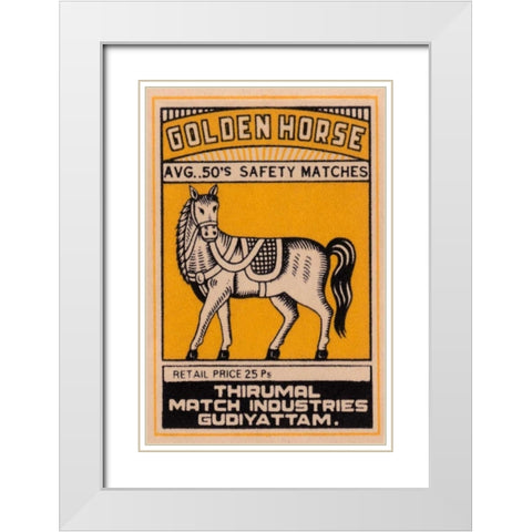 Golden Horse Avg. 50s Safety Matches White Modern Wood Framed Art Print with Double Matting by Phillumenart