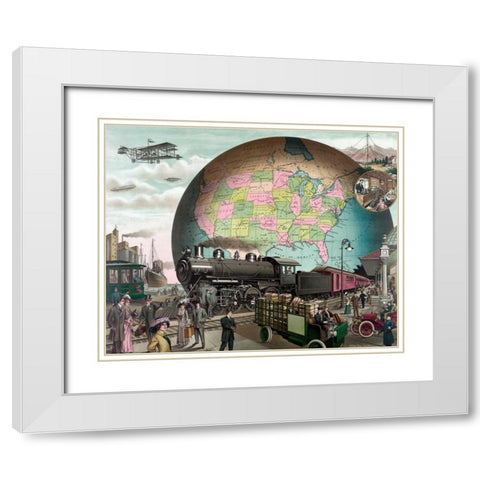 Twentieth Century Transportation White Modern Wood Framed Art Print with Double Matting by Delmont Co.