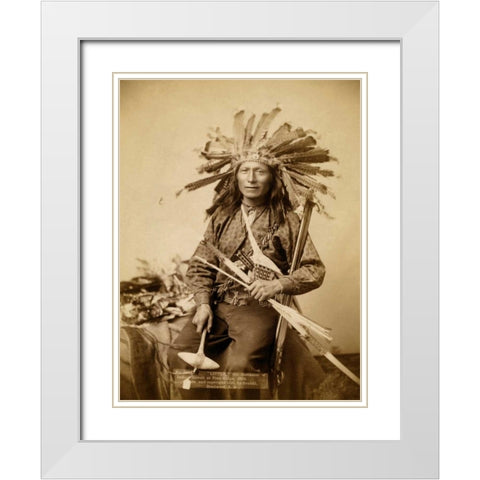 Little, the instigator of Indian Revolt at Pine Ridge, 1890 I White Modern Wood Framed Art Print with Double Matting by Grabill, John C.H.