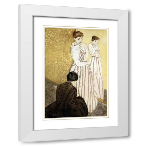 The Fitting White Modern Wood Framed Art Print with Double Matting by Cassatt, Mary