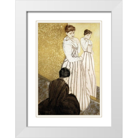 The Fitting White Modern Wood Framed Art Print with Double Matting by Cassatt, Mary