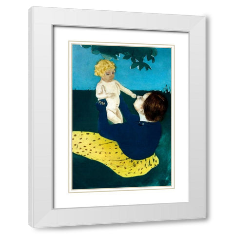 Under the Horse Chestnut Tree White Modern Wood Framed Art Print with Double Matting by Cassatt, Mary