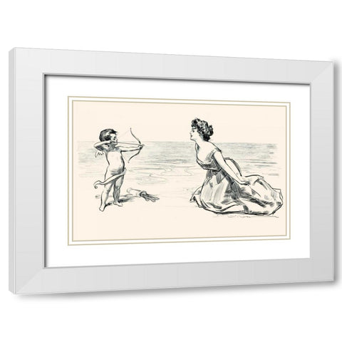 Big Game White Modern Wood Framed Art Print with Double Matting by Gibson, Charles Dana