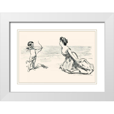 Big Game White Modern Wood Framed Art Print with Double Matting by Gibson, Charles Dana