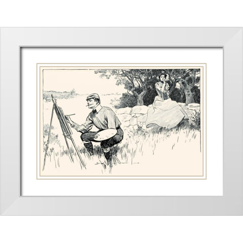 Wasting Time White Modern Wood Framed Art Print with Double Matting by Gibson, Charles Dana