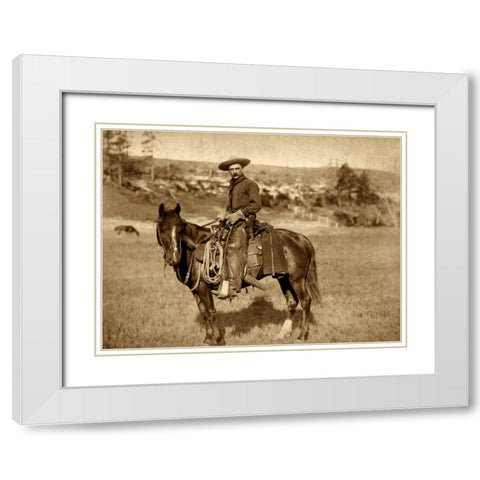 Cow Boy White Modern Wood Framed Art Print with Double Matting by Grabill, John C.H.