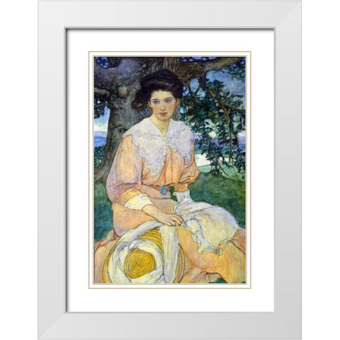 Gisele White Modern Wood Framed Art Print with Double Matting by Green, Elizabeth Shippen