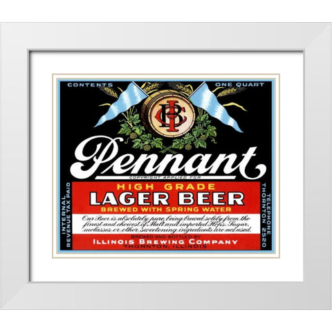 Pennant Lager Beer White Modern Wood Framed Art Print with Double Matting by Vintage Booze Labels