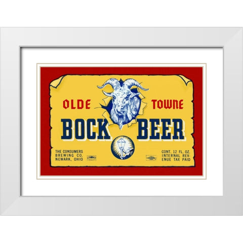 Olde Towne Bock Beer White Modern Wood Framed Art Print with Double Matting by Vintage Booze Labels