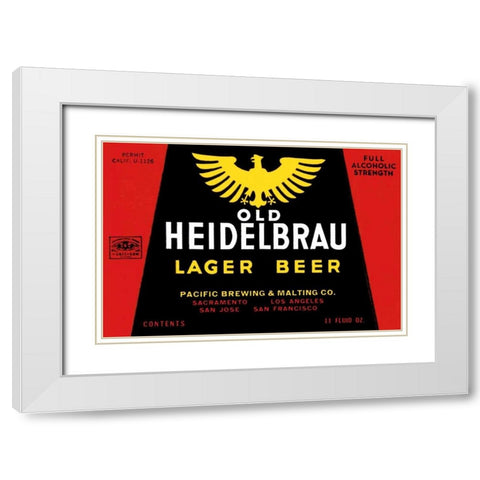 Old Heidelbrau Lager Beer White Modern Wood Framed Art Print with Double Matting by Vintage Booze Labels