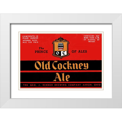Old Cockney Ale White Modern Wood Framed Art Print with Double Matting by Vintage Booze Labels