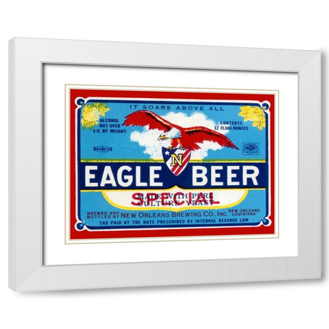 Eagle Beer Special White Modern Wood Framed Art Print with Double Matting by Vintage Booze Labels