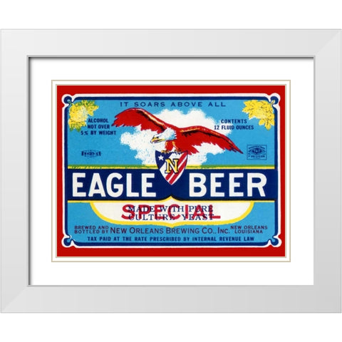 Eagle Beer Special White Modern Wood Framed Art Print with Double Matting by Vintage Booze Labels
