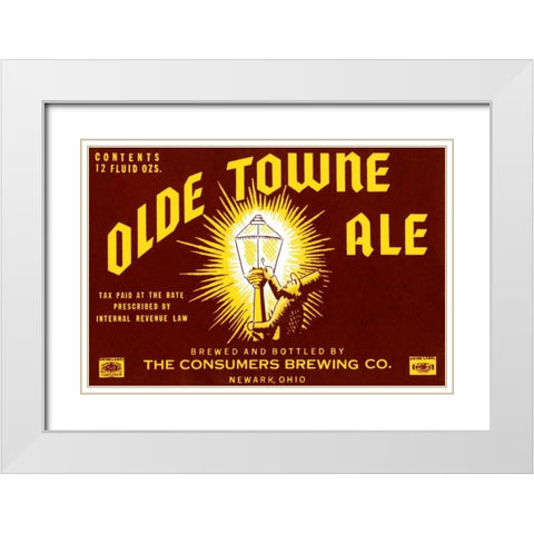 Olde Towne Ale White Modern Wood Framed Art Print with Double Matting by Vintage Booze Labels