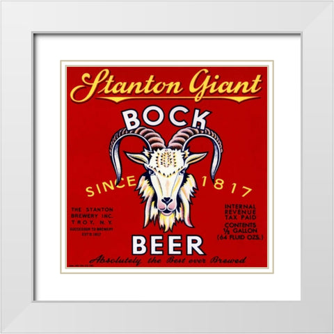 Stanton Giant Bock Beer White Modern Wood Framed Art Print with Double Matting by Vintage Booze Labels