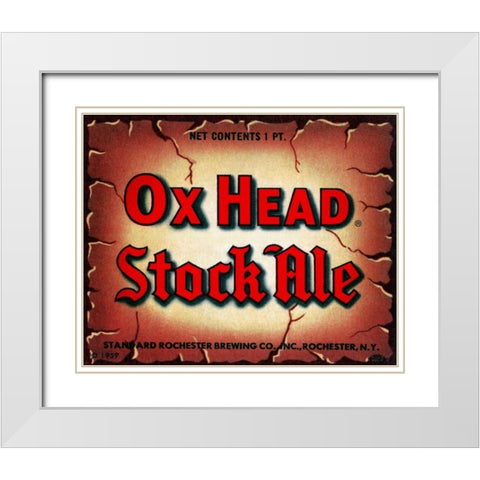 Ox Head Stock Ale White Modern Wood Framed Art Print with Double Matting by Vintage Booze Labels