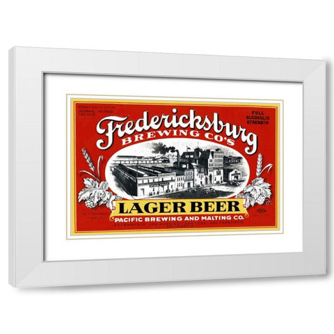 Fredericksburg Brewing Co.s Lager Beer White Modern Wood Framed Art Print with Double Matting by Vintage Booze Labels