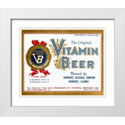 Vitamin Beer White Modern Wood Framed Art Print with Double Matting by Vintage Booze Labels