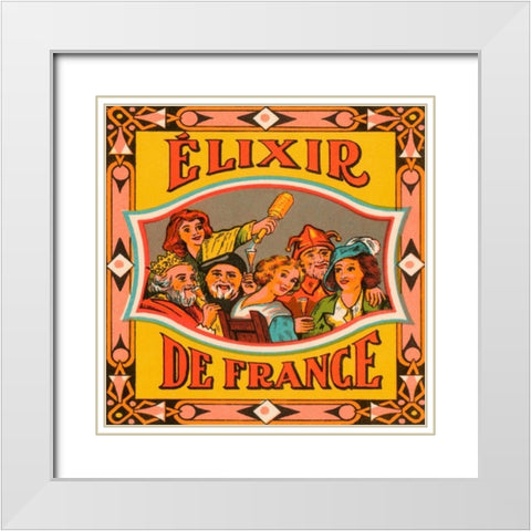 Elixir de France White Modern Wood Framed Art Print with Double Matting by Vintage Booze Labels