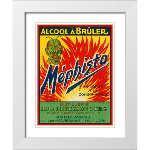 Mephisto - Alcool A Bruler White Modern Wood Framed Art Print with Double Matting by Vintage Booze Labels