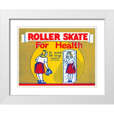 Roller Skate for Health White Modern Wood Framed Art Print with Double Matting by Retrorollers