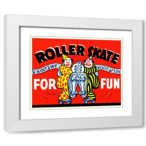 Roller Skate For Fun White Modern Wood Framed Art Print with Double Matting by Retrorollers