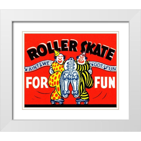 Roller Skate For Fun White Modern Wood Framed Art Print with Double Matting by Retrorollers