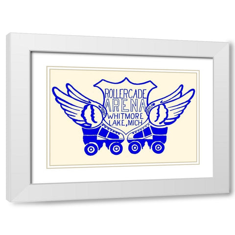 Rollercade Arena White Modern Wood Framed Art Print with Double Matting by Retrorollers
