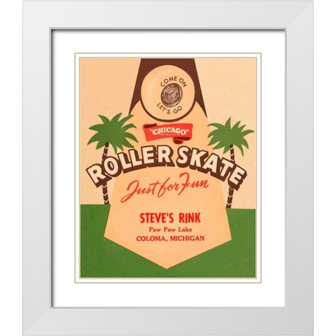Roller Skate Just for Fun White Modern Wood Framed Art Print with Double Matting by Retrorollers
