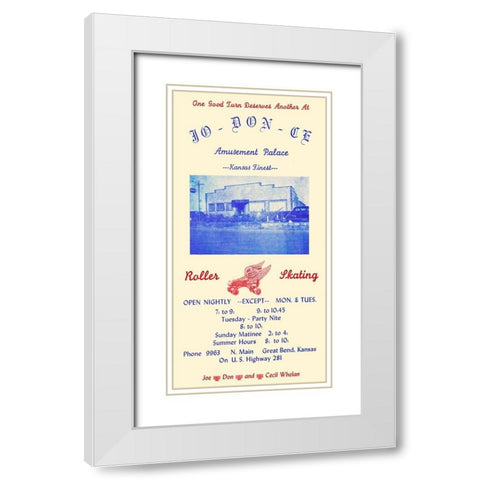 Jo-Don-Ce Amusement Palace Roller Skating White Modern Wood Framed Art Print with Double Matting by Retrorollers