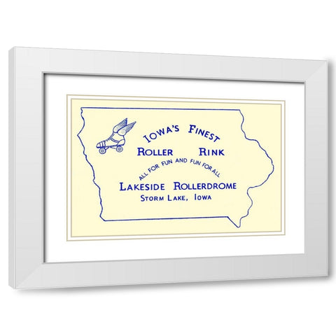 Iowas Finest Roller Rink White Modern Wood Framed Art Print with Double Matting by Retrorollers