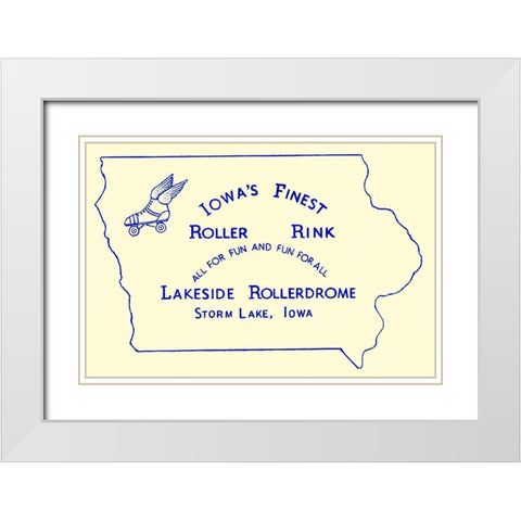 Iowas Finest Roller Rink White Modern Wood Framed Art Print with Double Matting by Retrorollers