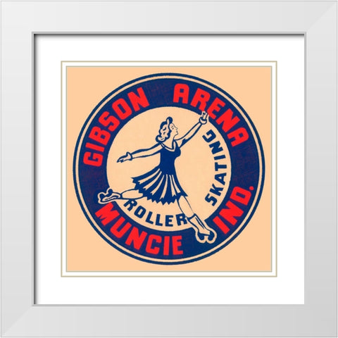 Gibson Arena Roller Skating White Modern Wood Framed Art Print with Double Matting by Retrorollers