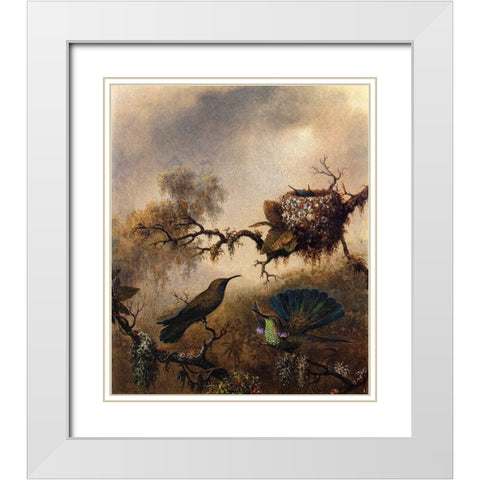 White Vented Violet Ear White Modern Wood Framed Art Print with Double Matting by Heade, Martin Johnson