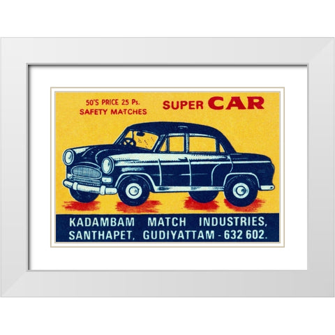 Super Car Matches White Modern Wood Framed Art Print with Double Matting by Phillumenart