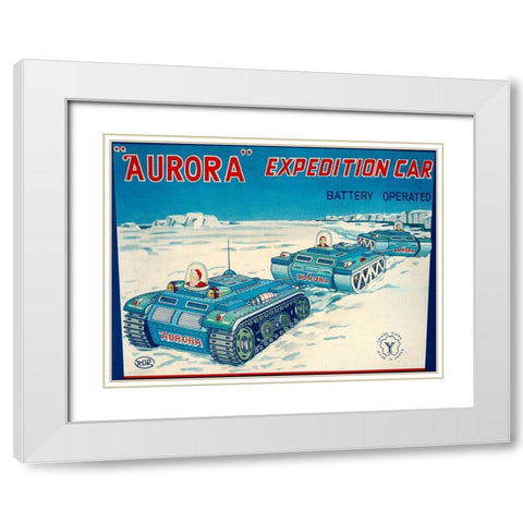 Aurora Expedition Car White Modern Wood Framed Art Print with Double Matting by Retrotrans