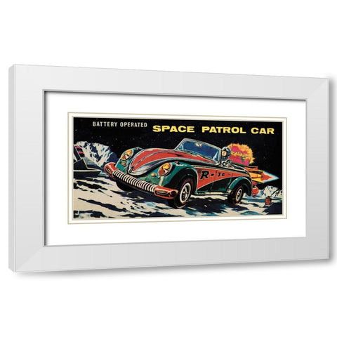 Battery Operated Space Patrol Car White Modern Wood Framed Art Print with Double Matting by Retrotrans
