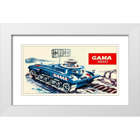 Gama 9940 Space Tank White Modern Wood Framed Art Print with Double Matting by Retrotrans