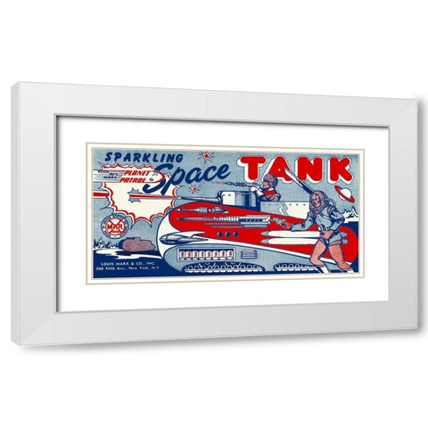 Planet Patrol Sparkling Space Tank White Modern Wood Framed Art Print with Double Matting by Retrotrans
