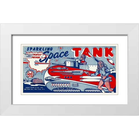 Planet Patrol Sparkling Space Tank White Modern Wood Framed Art Print with Double Matting by Retrotrans