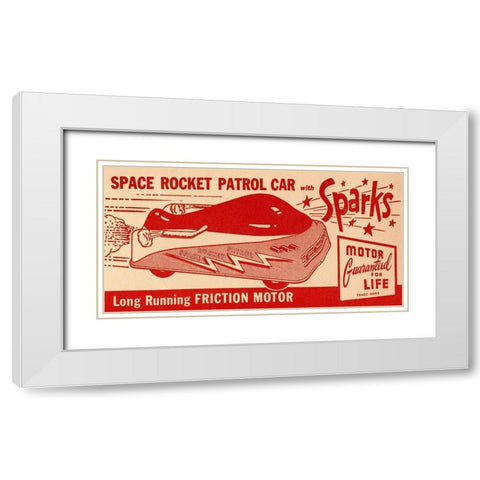 Space Rocket Patrol Car White Modern Wood Framed Art Print with Double Matting by Retrotrans