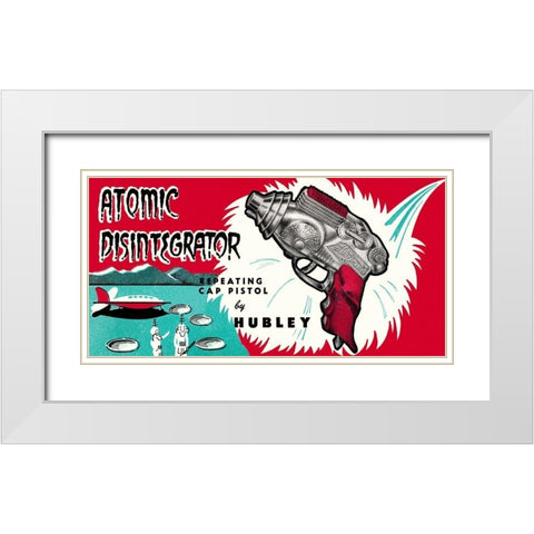 Atomic Disintegrator White Modern Wood Framed Art Print with Double Matting by Retrogun