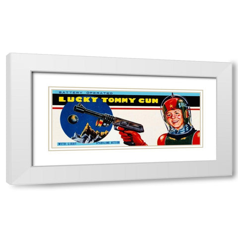 Lucky Tommy Gun White Modern Wood Framed Art Print with Double Matting by Retrogun