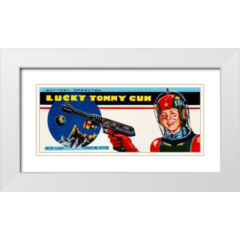 Lucky Tommy Gun White Modern Wood Framed Art Print with Double Matting by Retrogun