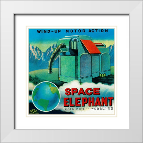 Space Elephant White Modern Wood Framed Art Print with Double Matting by Retrobot